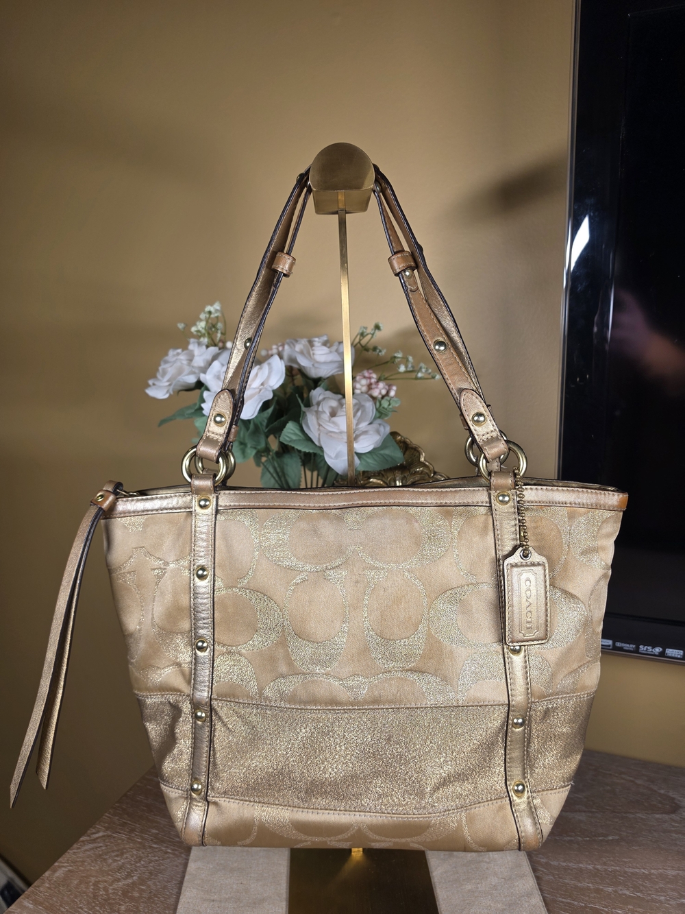 Coach Vintage Metallic Signature Lurex Tote Preloved